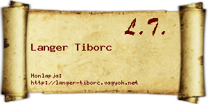 Langer Tiborc névjegykártya